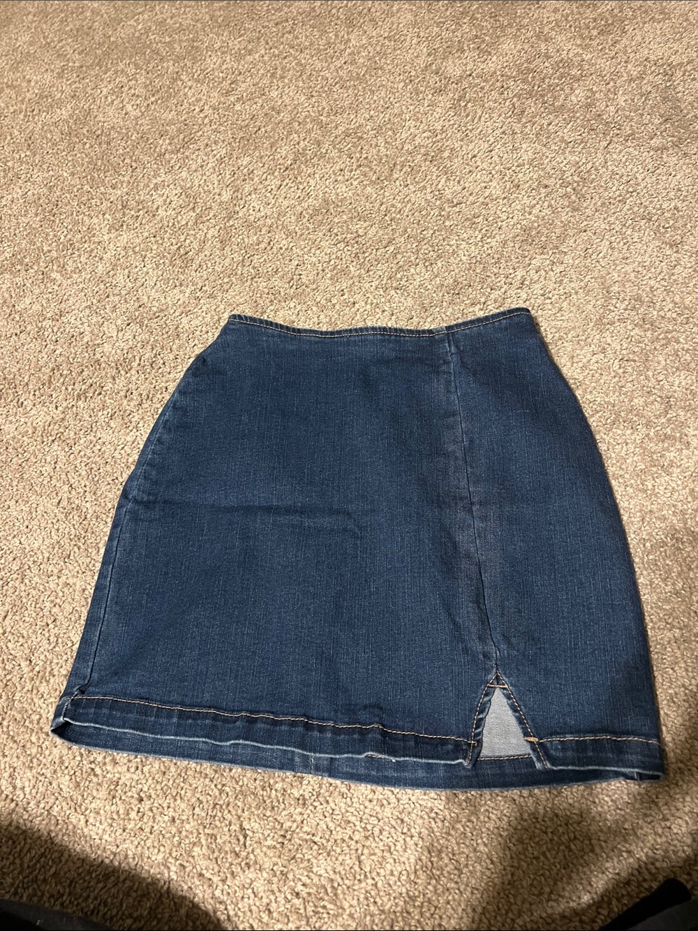 wild fable Dark Blue Denim Mini Skirt with Front Notch